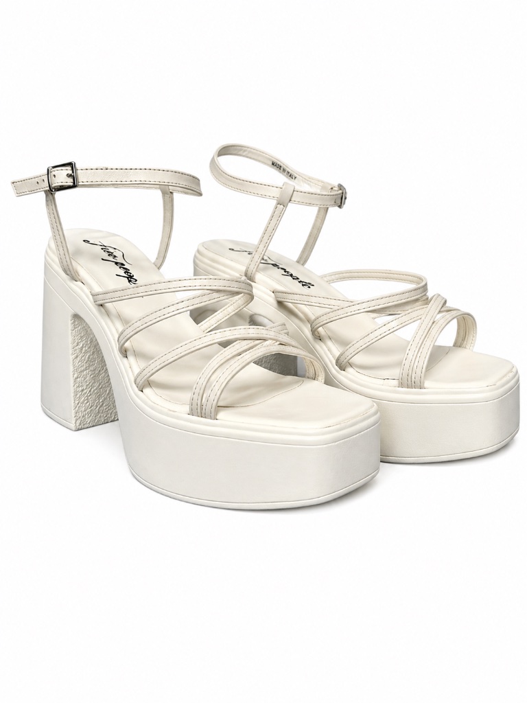 Free People Zoe Platform Heeled Sandals White Strappy Eu 40 Us 9.5